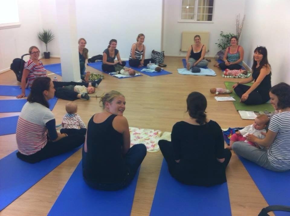 Our mother and baby yoga group (photo taken from PureYoga Facebook page)